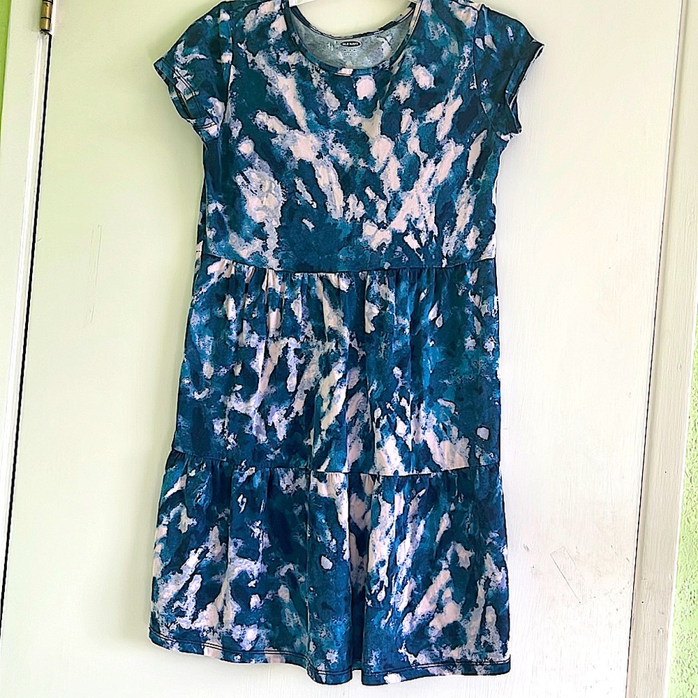 Old navy blue and white tie dye dress kids size XL